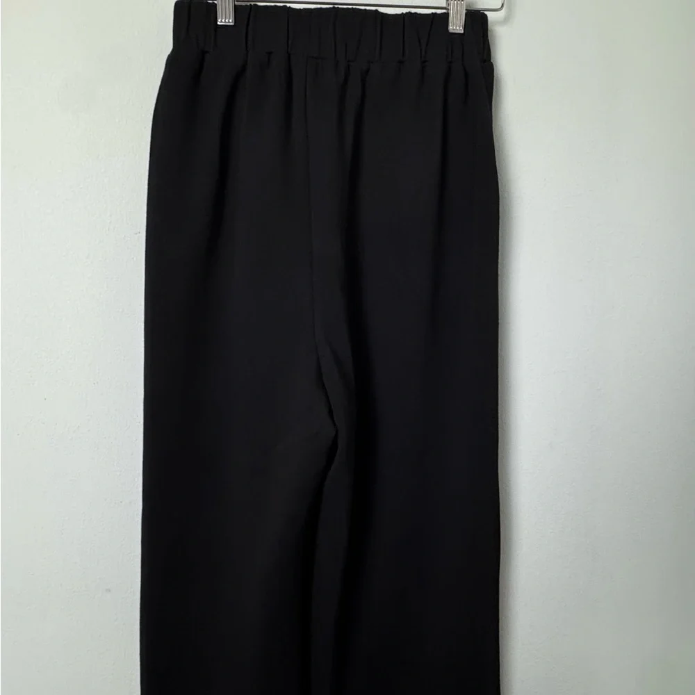 P.CILL‎ Blake Wide Leg Pants with Bottom Slits Butter Modal Black Size Small